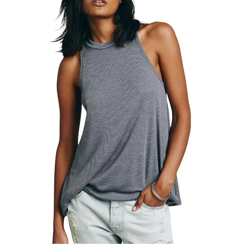 Free People Mock Me Tank Top Gray Small